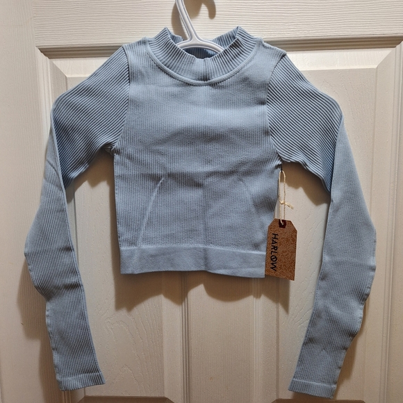 HARLOW SEAMLESS LONG SLEEVE MOCKNECK - LIGHT BLUE - Picture 7 of 7